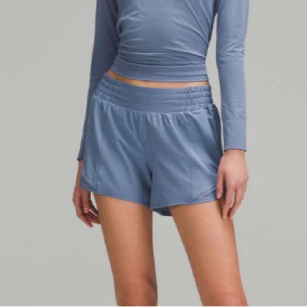 lululemon Hotty Hot High-Rise Lined Short 4” in Oasis Blue